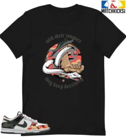 T-Shirt - Nike Dunk Low SE GS Sail Multi-Camo - Sneaker-Matching T-Shirt (With Their Tongues)