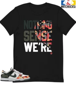 T-Shirt - Nike Dunk Low SE GS Sail Multi-Camo - Sneaker-Matching T-Shirt (Makes Sense Heart Left)