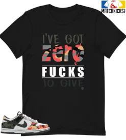 T-Shirt - Nike Dunk Low SE GS Sail Multi-Camo - Sneaker-Matching T-Shirt (ZERO Fucks To Give)