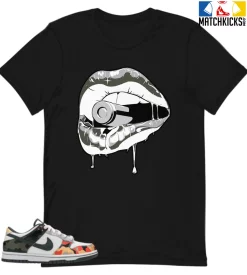 T-Shirt - Nike Dunk Low SE GS Sail Multi-Camo - Sneaker-Matching T-Shirt (Kiss Of Death)