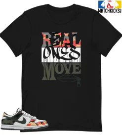 T-Shirt - Nike Dunk Low SE GS Sail Multi-Camo - Sneaker-Matching T-Shirt (REAL ONES MOVE)