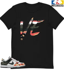 T-Shirt - Nike Dunk Low SE GS Sail Multi-Camo - Sneaker-Matching T-Shirt (Rainbow Love Right)