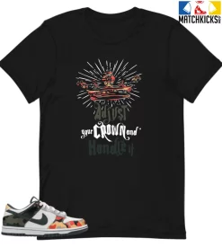 T-Shirt - Nike Dunk Low SE GS Sail Multi-Camo - Sneaker-Matching T-Shirt (ADJUST Your CROWN And Handle It)