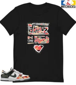 T-Shirt - Nike Dunk Low SE GS Sail Multi-Camo - Sneaker-Matching T-Shirt (Girlz In The Hood)