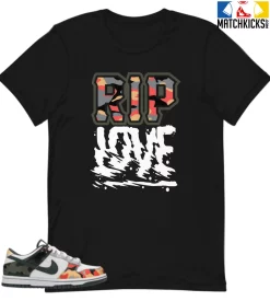 T-Shirt - Nike Dunk Low SE GS Sail Multi-Camo - Sneaker-Matching T-Shirt (RIP Love)