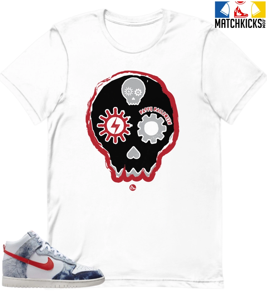 T-Shirt - Nike Dunk High Washed Denim Pack - Sneaker-Matching T-Shirt (Halloween Skull) 3 T-Shirt - Nike Dunk High Washed Denim Pack - Sneaker-Matching T-Shirt (Halloween Skull)