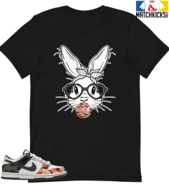 T-Shirt - Nike Dunk Low SE GS Sail Multi-Camo - Sneaker-Matching T-Shirt (Bunny Blowin Bubble)