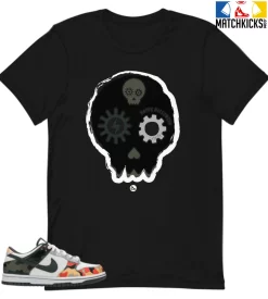 T-Shirt - Nike Dunk Low SE GS Sail Multi-Camo - Sneaker-Matching T-Shirt (Halloween Skull)