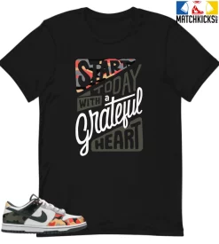 T-Shirt - Nike Dunk Low SE GS Sail Multi-Camo - Sneaker-Matching T-Shirt (Stay Grateful)