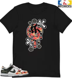 T-Shirt - Nike Dunk Low SE GS Sail Multi-Camo - Sneaker-Matching T-Shirt (Melty Face)