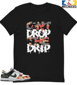 T-Shirt - Nike Dunk Low SE GS Sail Multi-Camo - Sneaker-Matching T-Shirt (Cant Drop The Drip)