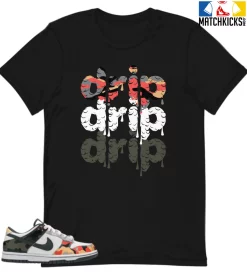 T-Shirt - Nike Dunk Low SE GS Sail Multi-Camo - Sneaker-Matching T-Shirt (DRIP DRIP DRIP)