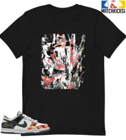 T-Shirt - Nike Dunk Low SE GS Sail Multi-Camo - Sneaker-Matching T-Shirt (Abstract Flower)
