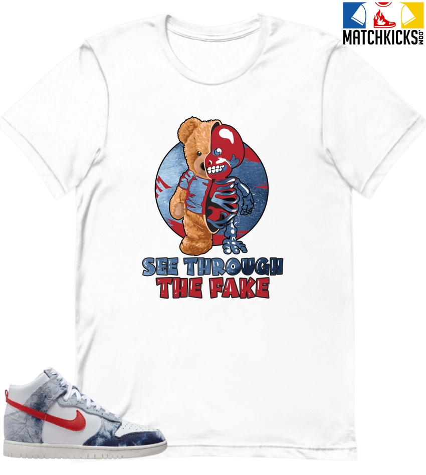 T-Shirt - Nike Dunk High Washed Denim Pack - Sneaker-Matching T-Shirt (See Through The Fake) 3 T-Shirt - Nike Dunk High Washed Denim Pack - Sneaker-Matching T-Shirt (See Through The Fake)