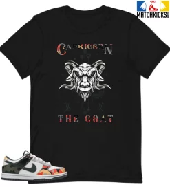 T-Shirt - Nike Dunk Low SE GS Sail Multi-Camo - Sneaker-Matching T-Shirt (Capricorn The Goat)