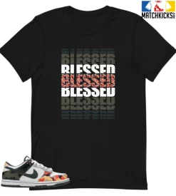 T-Shirt - Nike Dunk Low SE GS Sail Multi-Camo - Sneaker-Matching T-Shirt (BLESSED Many Times)