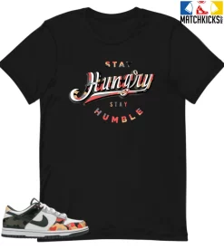 T-Shirt - Nike Dunk Low SE GS Sail Multi-Camo - Sneaker-Matching T-Shirt (Stay Hungry Stay Humble)