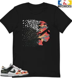T-Shirt - Nike Dunk Low SE GS Sail Multi-Camo - Sneaker-Matching T-Shirt (Butterfly Lady)