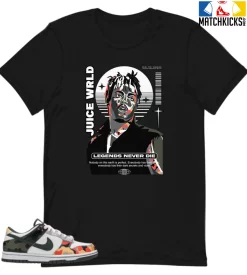 T-Shirt - Nike Dunk Low SE GS Sail Multi-Camo - Sneaker-Matching T-Shirt (Juice Wrld)
