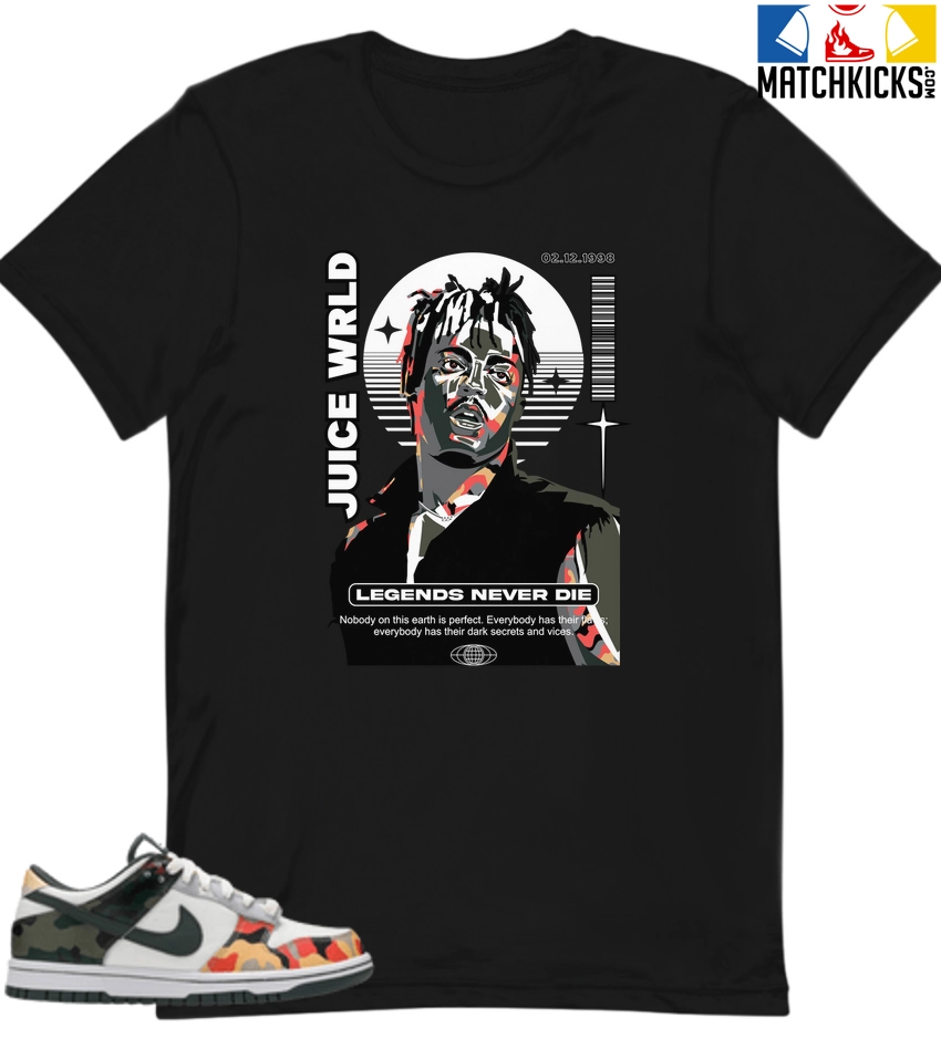 T-Shirt - Nike Dunk Low SE GS Sail Multi-Camo - Sneaker-Matching T-Shirt (Juice Wrld) 3 T-Shirt - Nike Dunk Low SE GS Sail Multi-Camo - Sneaker-Matching T-Shirt (Juice Wrld)
