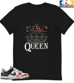 T-Shirt - Nike Dunk Low SE GS Sail Multi-Camo - Sneaker-Matching T-Shirt (SNEAKER QUEEN)