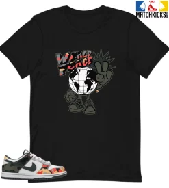 T-Shirt - Nike Dunk Low SE GS Sail Multi-Camo - Sneaker-Matching T-Shirt (World Peace)