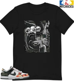T-Shirt - Nike Dunk Low SE GS Sail Multi-Camo - Sneaker-Matching T-Shirt (Abstract Woman)