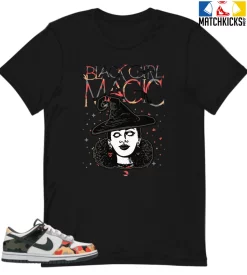 T-Shirt - Nike Dunk Low SE GS Sail Multi-Camo - Sneaker-Matching T-Shirt (Black Girl Magic)