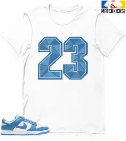 T-Shirt - Nike Dunk Low University Blue - Sneaker-Matching T-Shirt (23 Number Design 1)