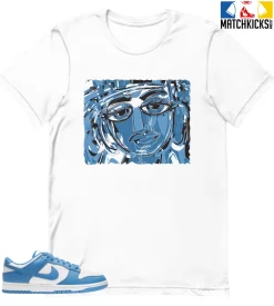 T-Shirt - Nike Dunk Low University Blue - Sneaker-Matching T-Shirt (Abstract Face)